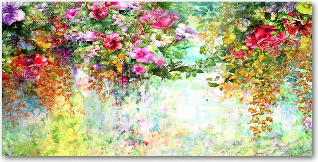 Acryl-Fotobild Mehrfarbige Blumen 140x70 cm