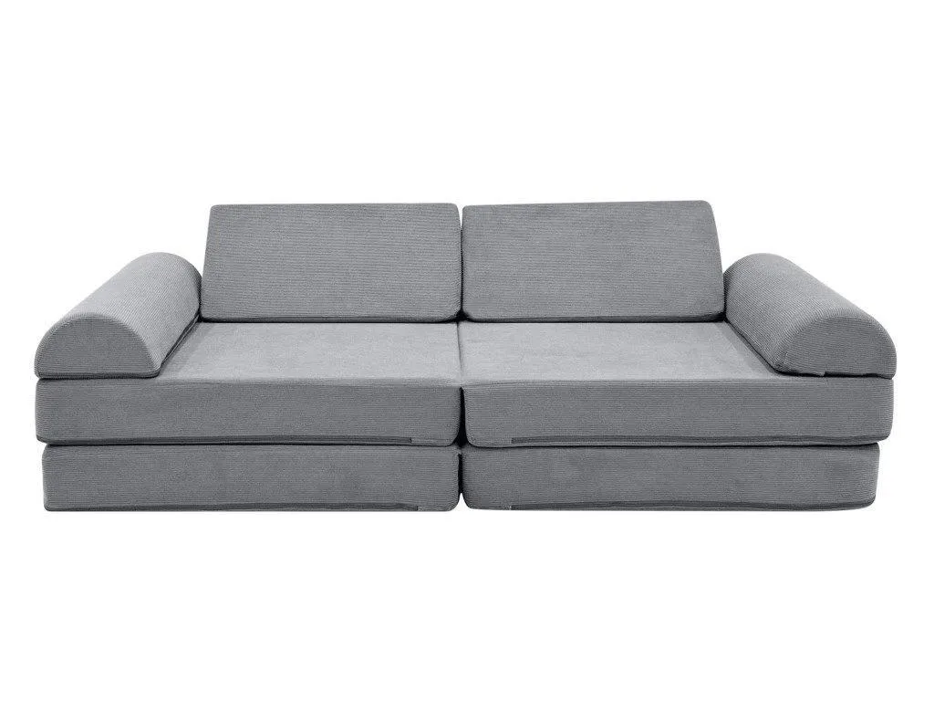Optimisez l'espace avec ce canapé et lit superposé gris en velours côtelé