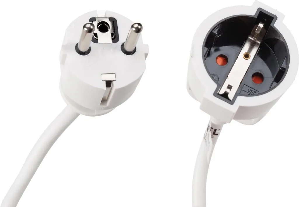 Câble d'extension 5m Blanc 3G1.5 Schuko - Rallonge électrique robuste