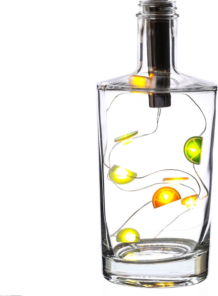 LED Drahtlichterkette KORKEN - für Flaschen - Zitrusfrüchte - 8 LED - L: 70cm - Timer - grün/orange