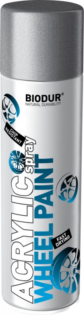 Biodur | Felgenlack - Silber - 500ml, Acryl Felgenlack, Autofelgen, Sprühlack, Busfelgen, Motorrad-Felgen