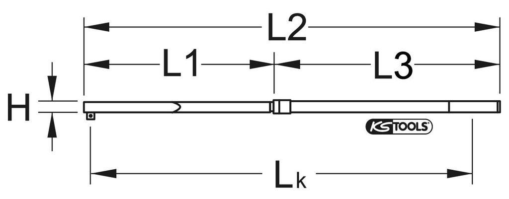 KS Tools 1/2" Festeingestellter ALUTORQUEprecision-Drehmoschlüssel, 40-200Nm, Einzelvierkant - 516.5106