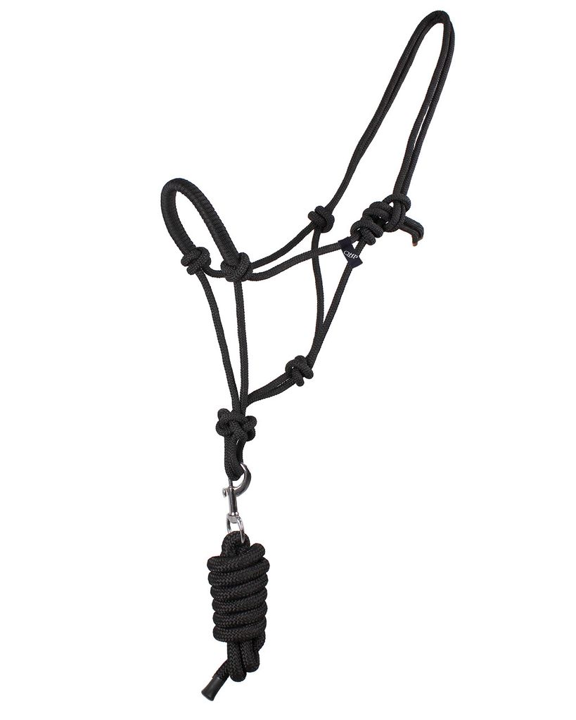 Knotenhalfter-set Schwarz Pony