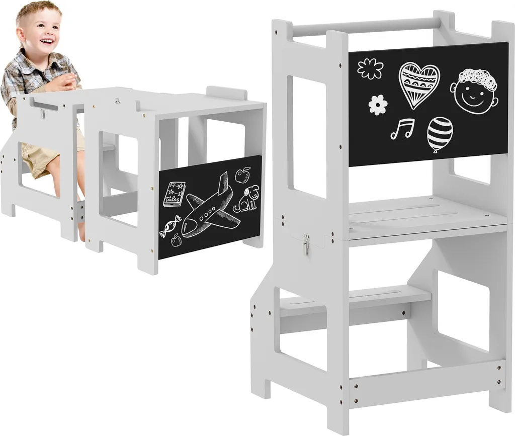 Tour d'observation enfant anti-chute avec marches antidérapantes, gris 3-6 ans