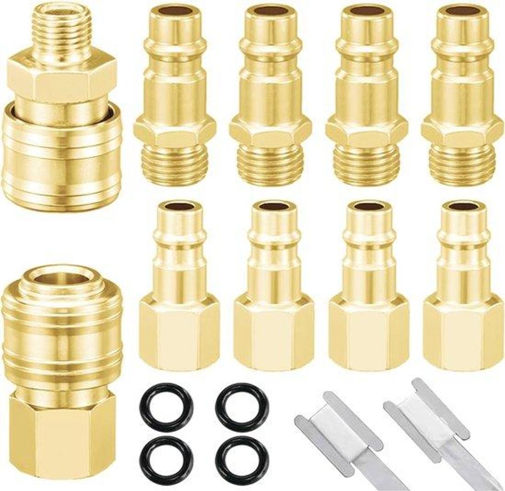 10 Stuks 1/4 inch BSP-Schnellkupplungen für Kompressoren und Luftschläuche mit Dichtkugeln