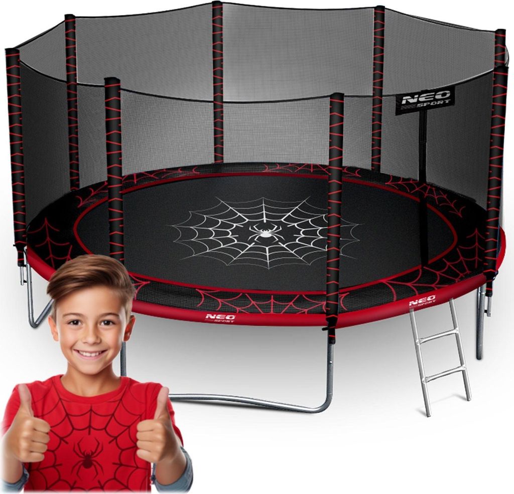 Gartentrampolin 12ft/374cm mit Außennetz und Leiter Neo-Sport