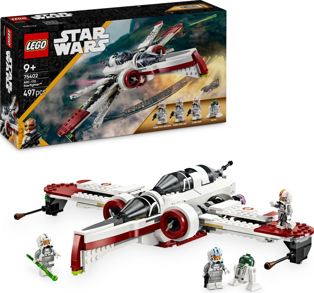 LEGO Star Wars 75402 ARC-170 Starfighter Spielzeug mit 4 Minifiguren inkl. Klon-Piloten und R4-P44 Droide, Sammlerstück, Geschenk für Fans von Di...