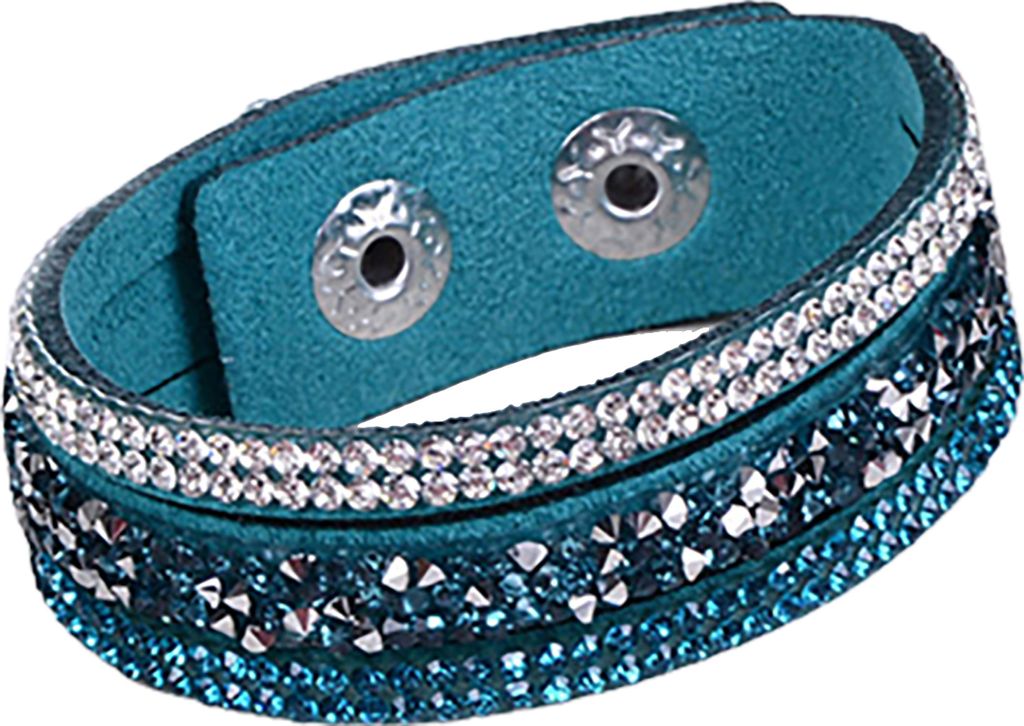 Damenmode-Kristall-Strass-Kunstleder-Armband, Armband für Bankett, Geschenk, Verabredung-Pfauenblau