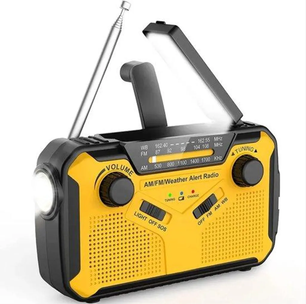 Radio d'urgence Solaire Étanche IPX3 avec Batterie Haute Capacité USB