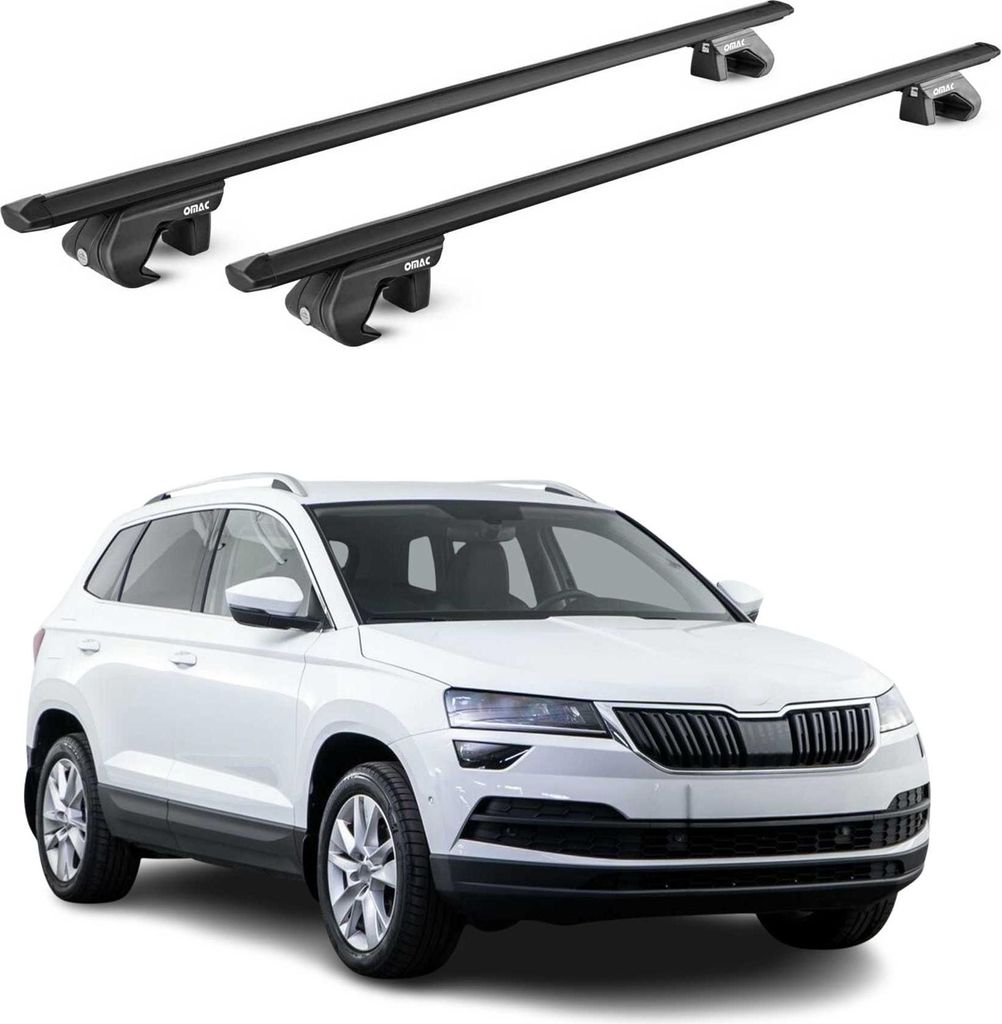 Dachträger Gepäckträger für Skoda Karoq NU7 2018-2025 Alu Schwarz 2 tlg ABE