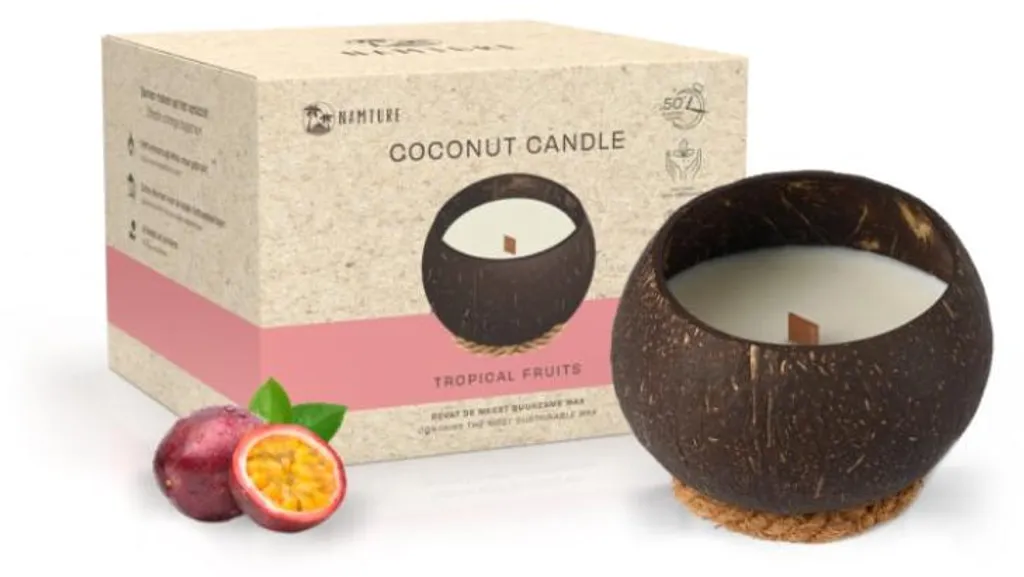Bougie coco fruits tropicaux 300g idéale pour ambiance spa et relaxation