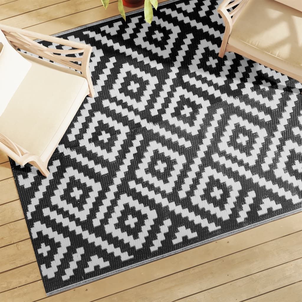 "2026 Promotion" Outdoor-Teppich ARAKIL Weiß und Schwarz 160x230 cm PP - Outdoorteppiche CC22429