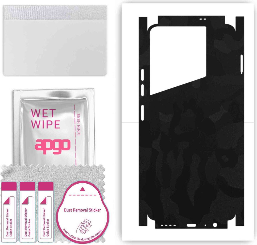 apgo Rückseite + Seiten Schutzfolie, Skin, kompatibel mit Tecno Pova 5, Hinten Displayschutzfolie aus Vinylfolie, kratzfest, einfache Montage - Sc...