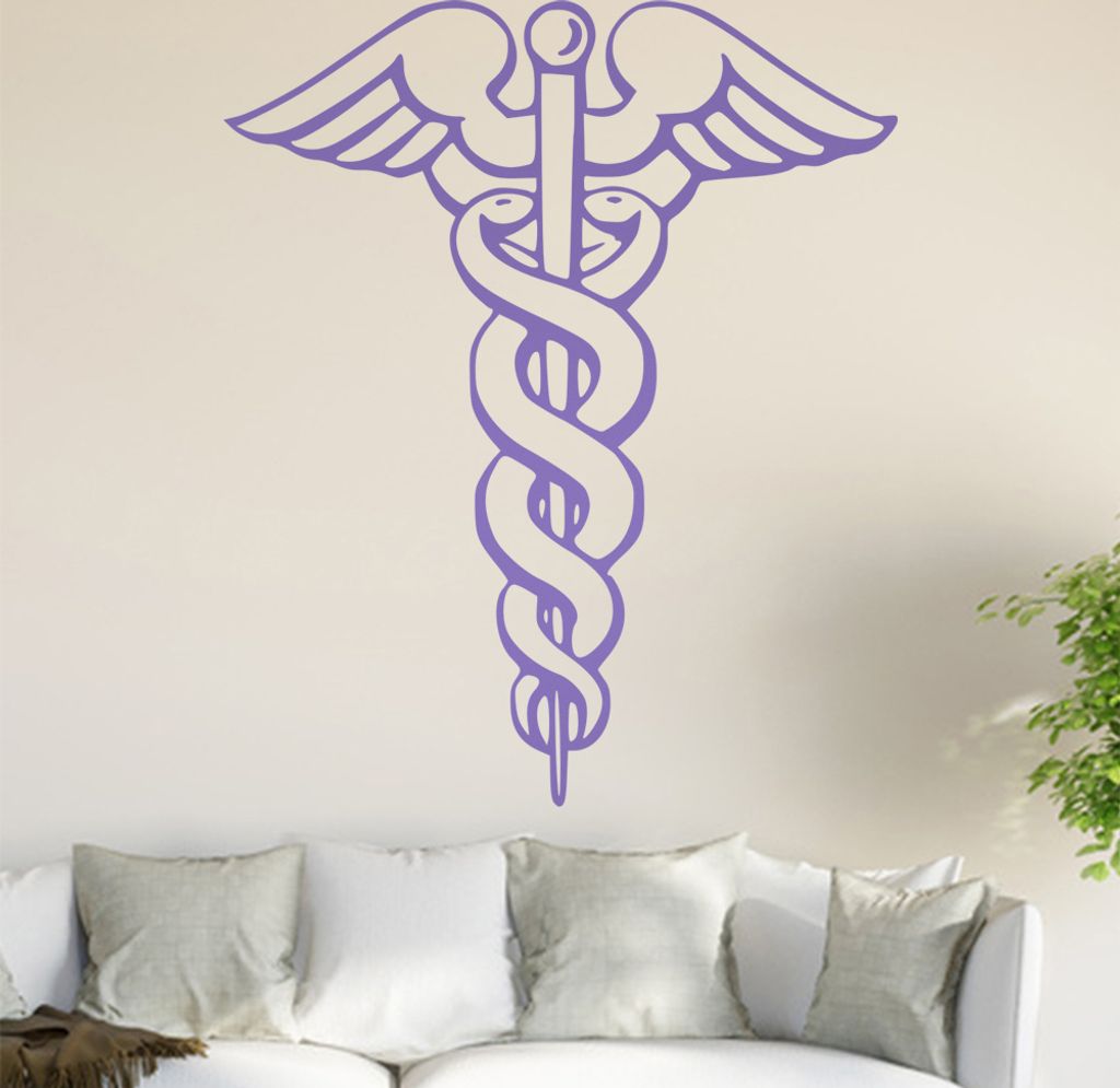 Äskulapstab Wandtattoo in 6 Größen - Wandaufkleber Wall Sticker - Dekoration, Küche, Wohnzimmer, Schlafzimmer, Badezimmer
