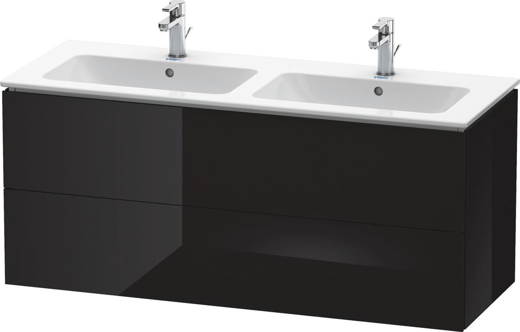 Waschtischunterbau L-CUBE 1290x481x555mm schwarz hochglanz schwarz hochglanz