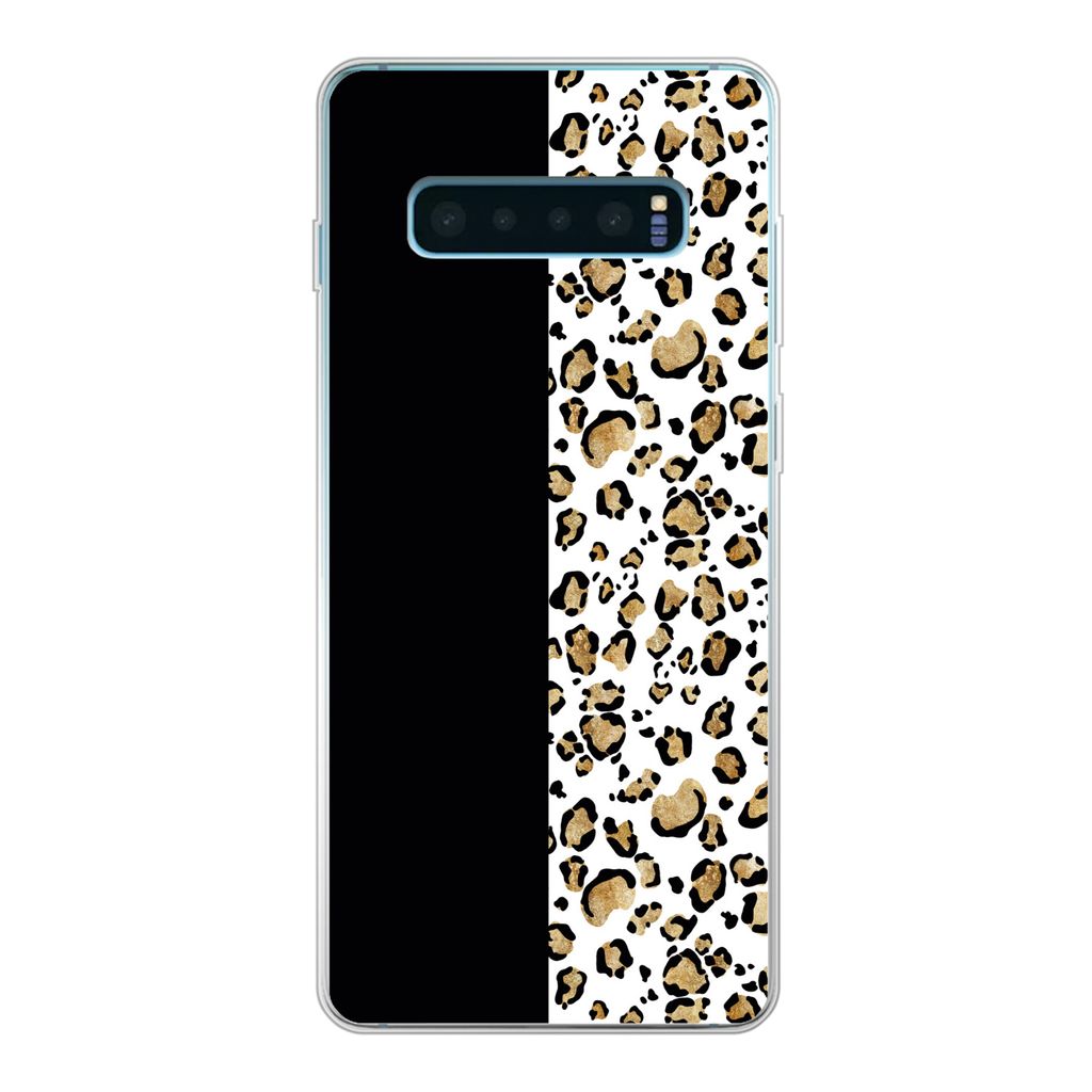 MuchoWow Handyhülle Schutzhülle Hülle für Samsung Galaxy S10 Plus Panther Druck - Tiere - Aquarell Silikon Softcase Handy Hülle - Schutzhülle