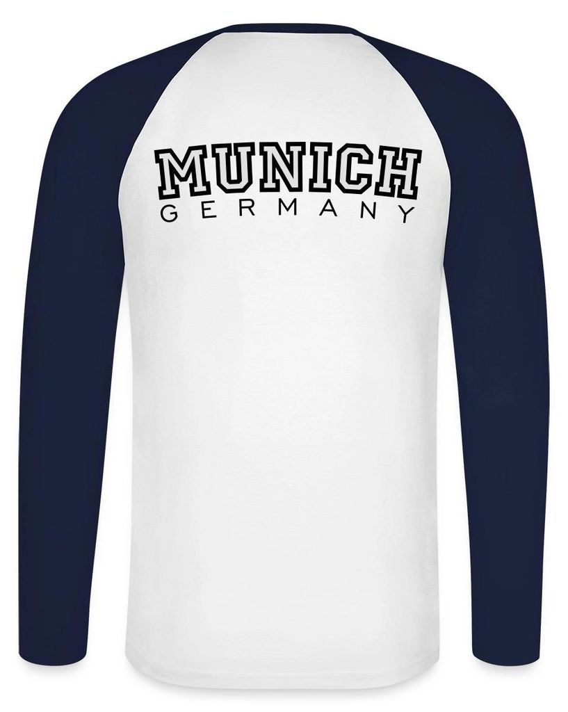 Spreadshirt Munich München Deutschland Streetwear College Baseball Langarmshirt Herren, 3XL, Weiß/Navy