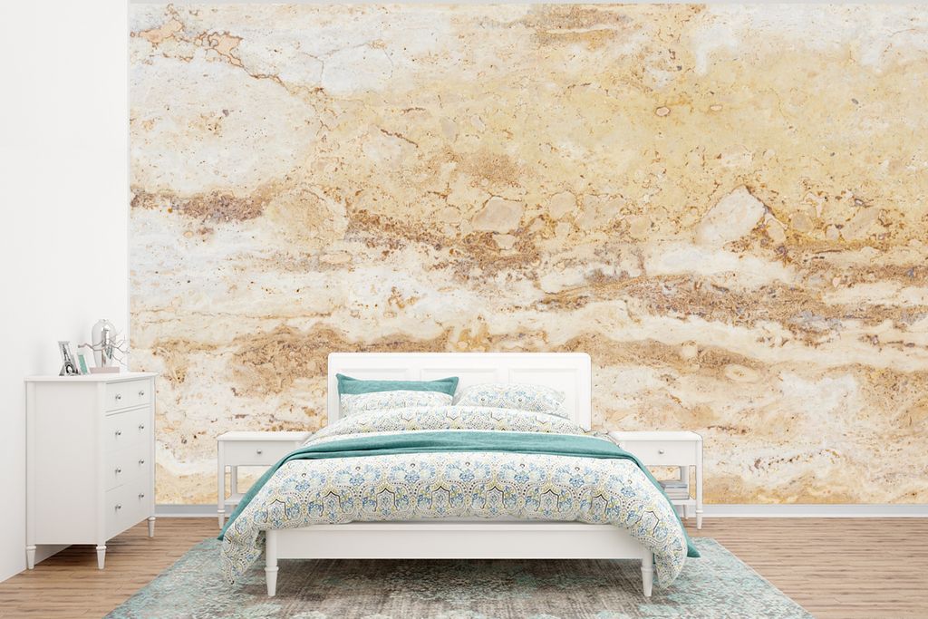 MuchoWow Fototapete für Wohnzimmer oder Schlafzimmer Wandtapete Vinyl Motivtapete Marmor - Sand - Textur - 295x220 cm - Wand Tapete