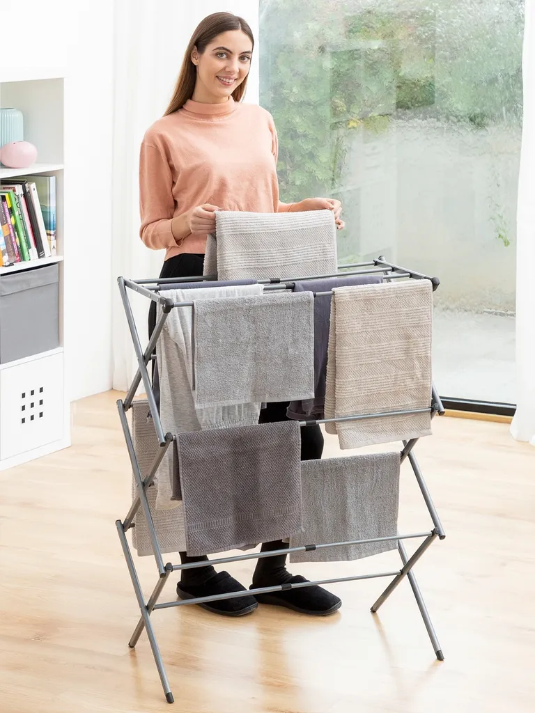 Étendoir à linge extensible 3 niveaux de hauteur en métal robuste - 3