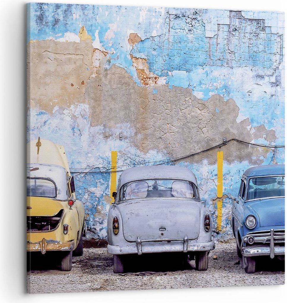 Bild auf Leinwand - Leinwandbild - Einteilig - Havanna Oldtimer Autos - 50x50cm - Wand Bild - Wanddeko - Wandbilder - Leinwanddruck - Bilder - Wand...