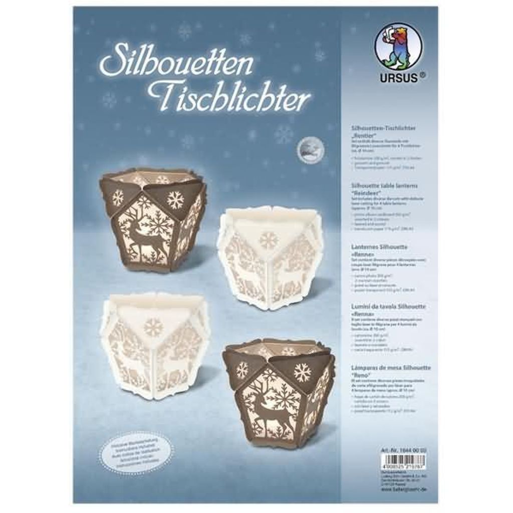 Silhouetten-Tischlichter "Rentier", 4er-Set