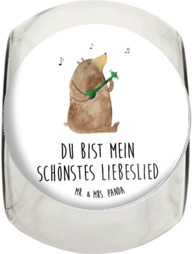 Mr. & Mrs. Panda Süßigkeiten Glas Bär Lied XL 2000ml - Weiß - Geschenk, Spruch, Frau, Teddy, glasbehälter, Bonbonglas, Dekoglas, Teedose, Lieb...