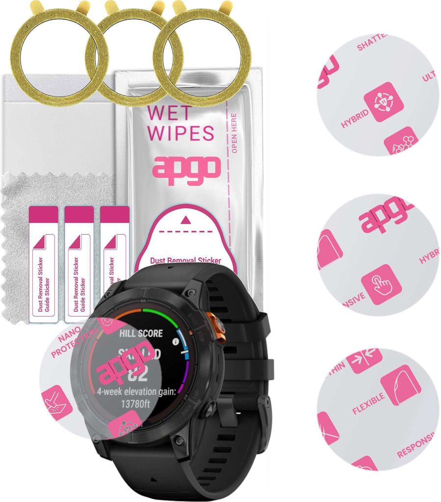 apgo 3 Stück Schutzglas, klar, kompatibel mit Garmin Fenix Produktbild 