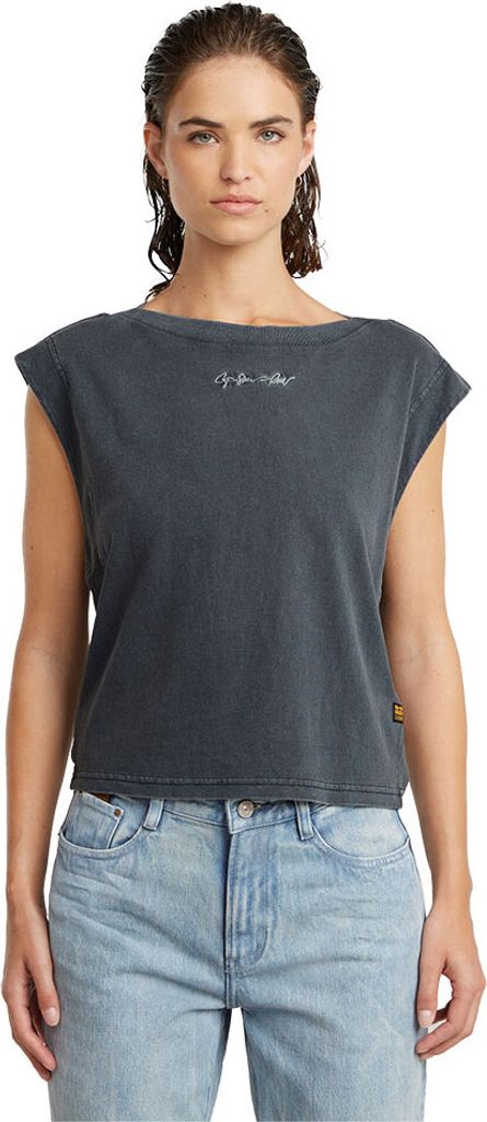 G-star Mini G-script Logo Overdyed Kurzarm-t-shirt Grau S Frau Grau S