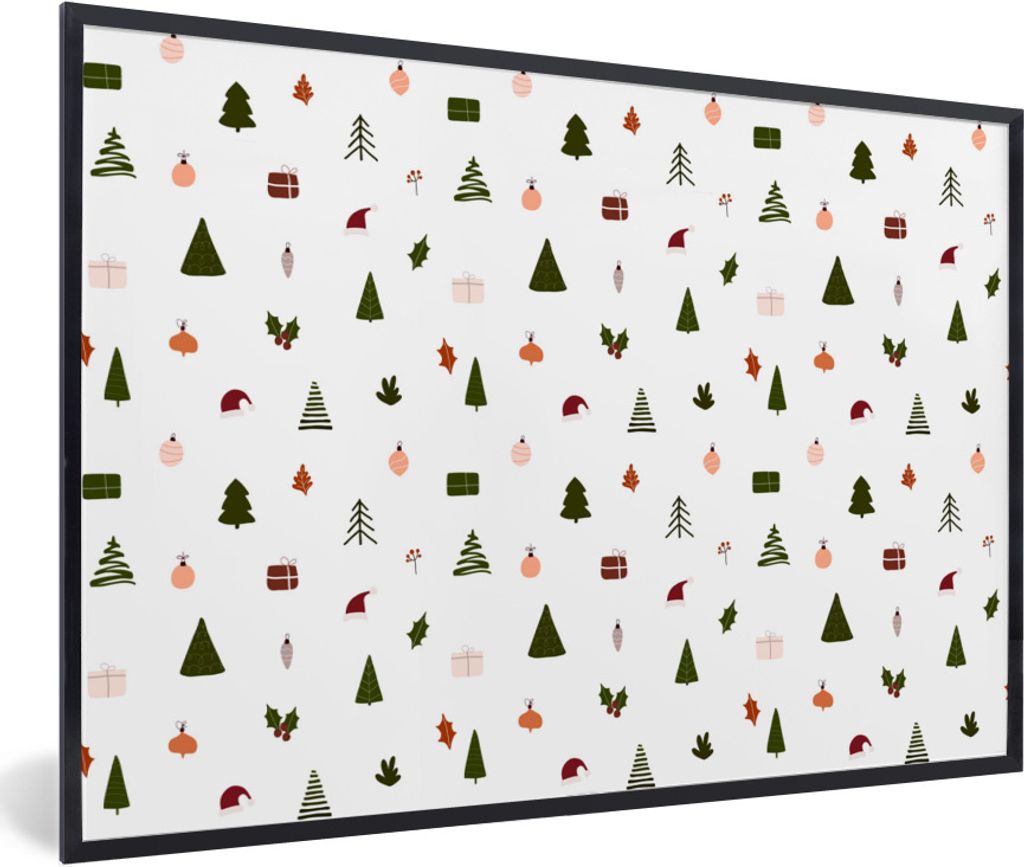 MuchoWow Gerahmtes Poster Weihnachten - Schablonen - Weiß 60x40 cm - Poster mit Schwarzem Bilderrahmen Wandposter Rahmen Foto Bilder - Printing ...