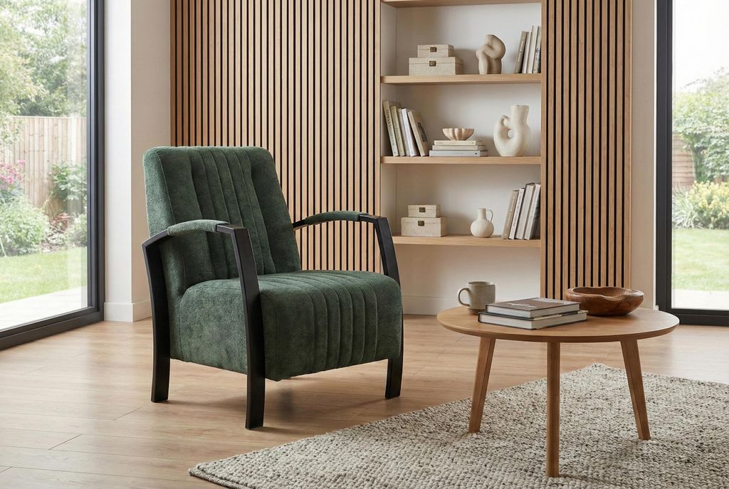 Eleganter Sessel Looft grün mit Federkern – Ergonomisch & Wasserabweisend – Modernes Design für Wohnzimmer & Büro