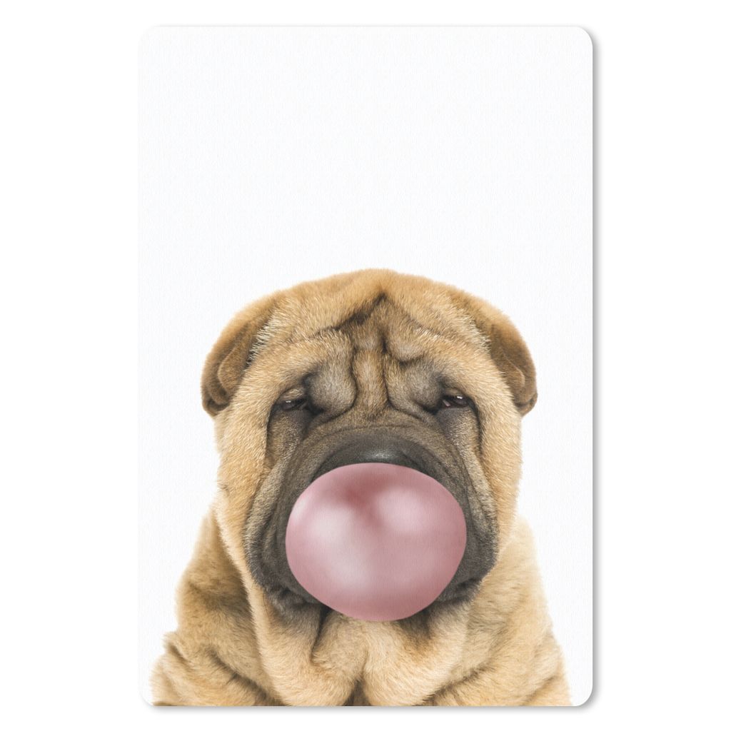 MuchoWow Mauspad Mousepad Hund - Pusten - Kaugummi - Tiere - Spaß für Kinder - Hunde - Jungen - Mädchen 18x27 cm - Mousepads - Maus Mat - Pad ...