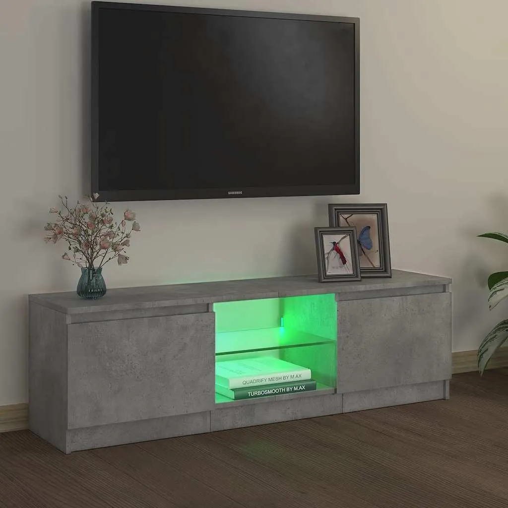 Mobile Porta TV con Luci LED RGB 120cm - Effetto Cemento Grigio Industrial - 4