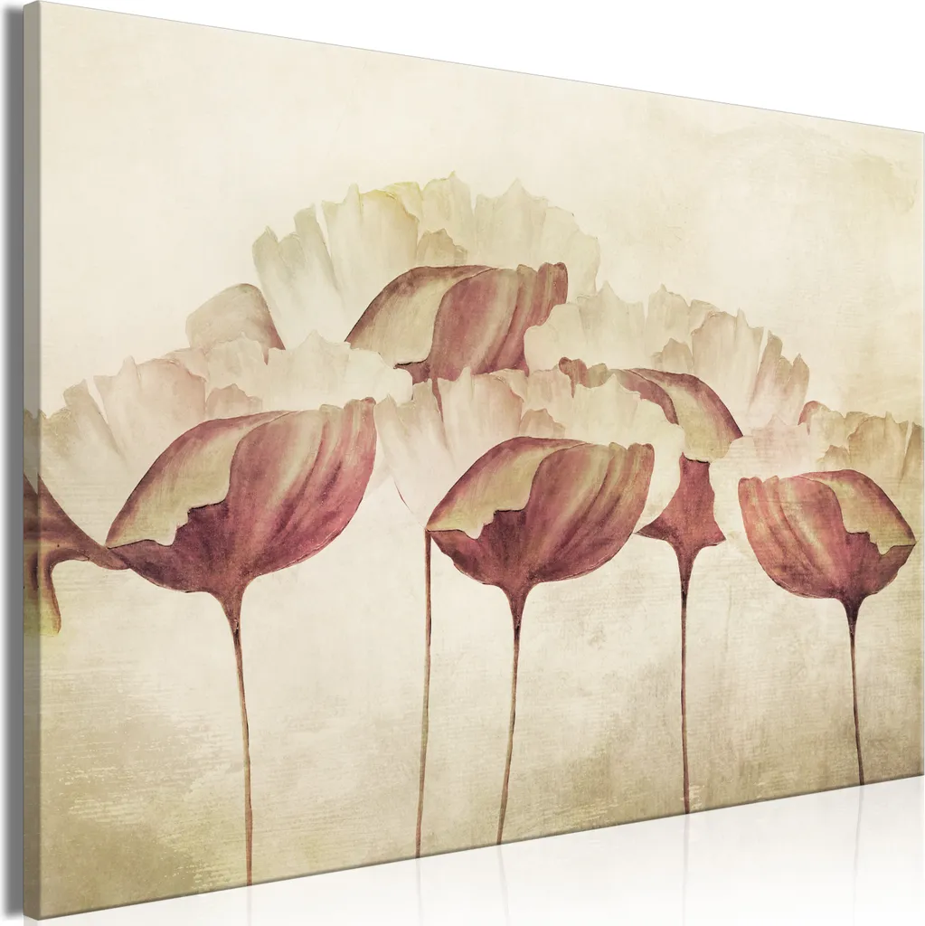 Quadro su tela Fiori in beige 120x80 - Arredo Casa Moderno Foglie