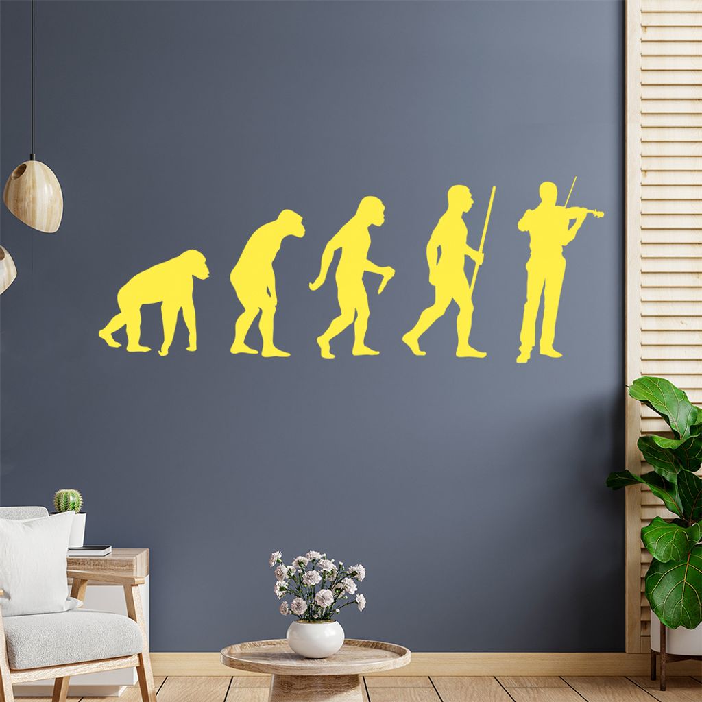 Violinist Geiger Evolution Wandtattoo Wandaufkleber Wall Sticker - Dekoration, Küche, Wohnzimmer, Schlafzimmer, Badezimmer