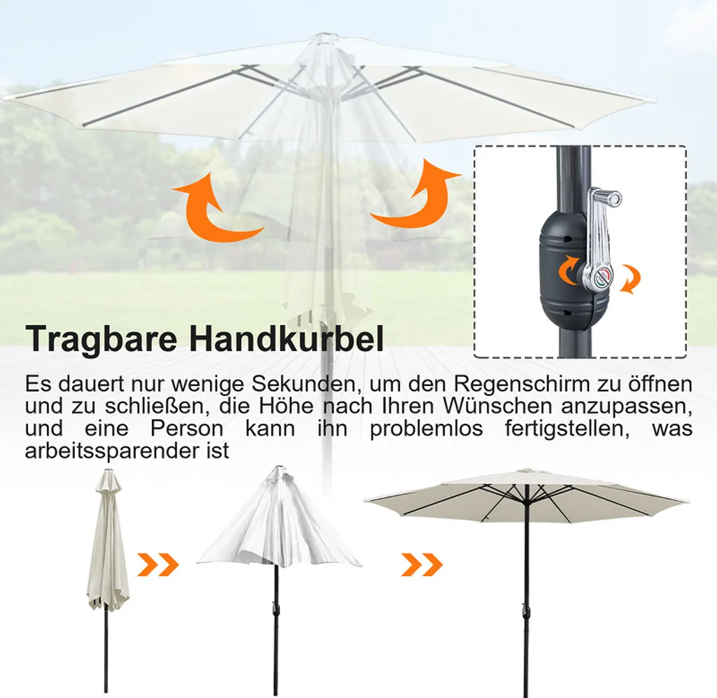 Ombrellone Giardino 3m Beige TolleTour - Ombra e Relax UV40+ Estate