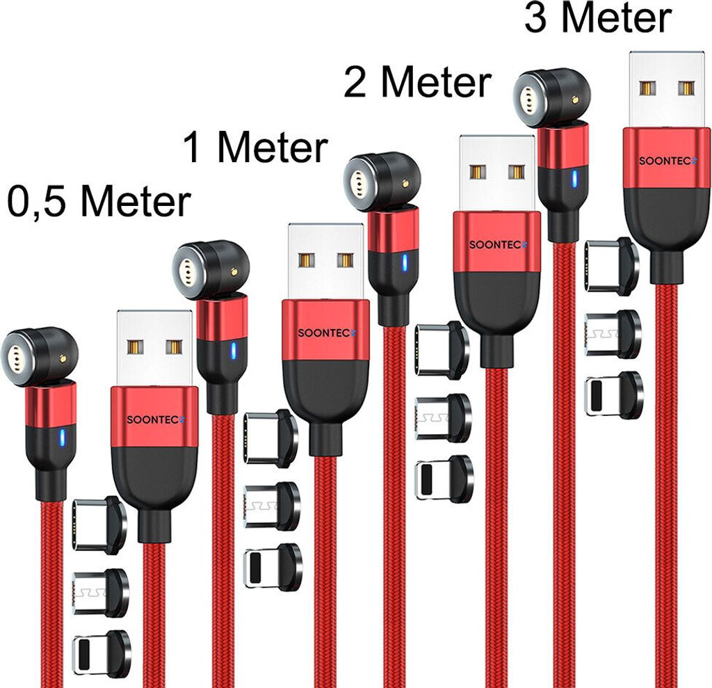 Magnet Ladekabel 4er Set (0,5 Meter+1Meter+2 Meter+3 Meter) Produktbild 