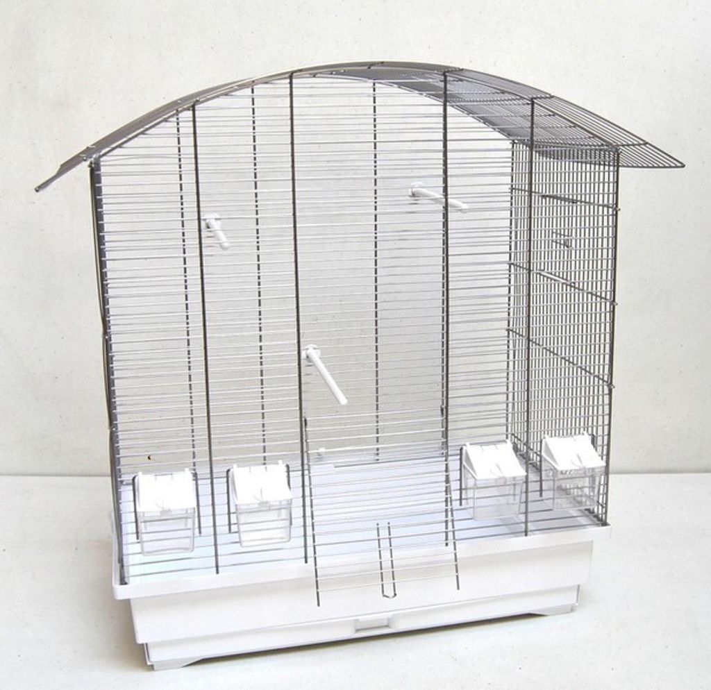 Vogelkäfig Ula, Vogelheim mit Zubehör, Chrom/Weiß Produktbild 
