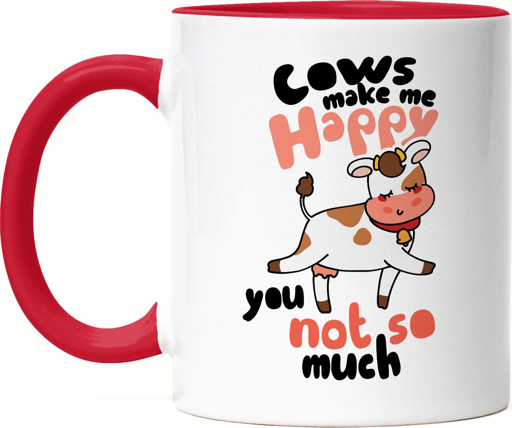 Cows Make Me Happy Tasse Rot Kuh-Fans Kuh-Liebhaber Milchkuh Landwirt Geschenkidee