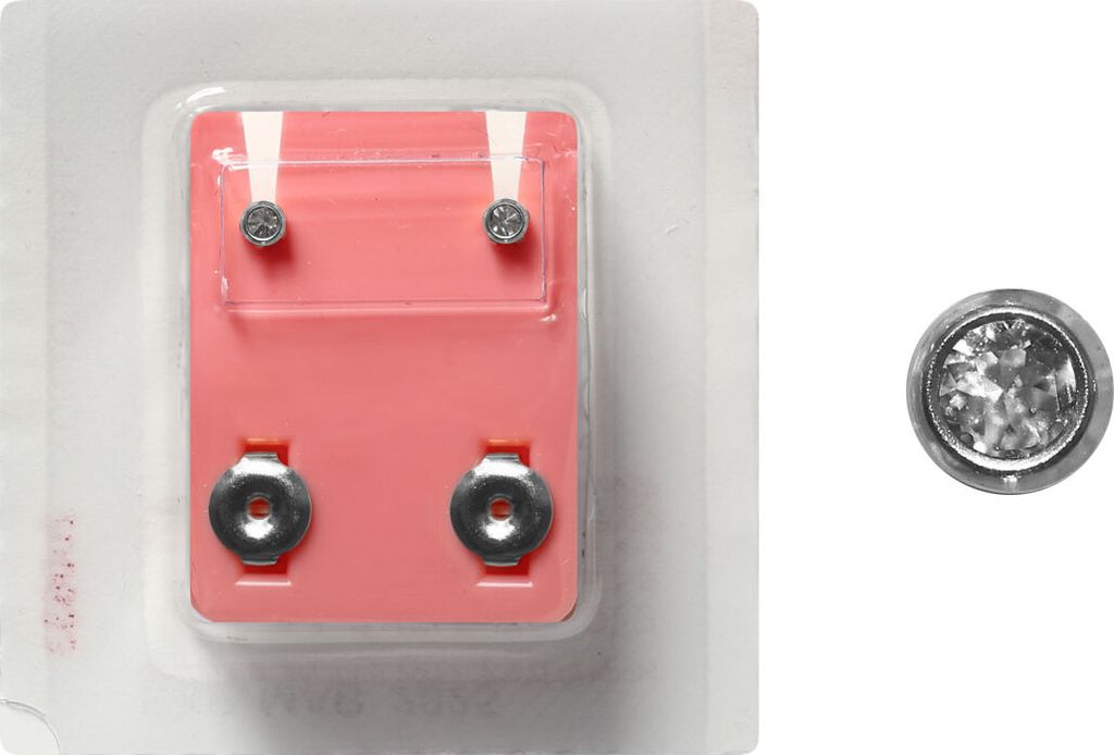 Erstohrstecker Chirurgenstahl Sterile Ohrstecker Zarge mit Stein in transparent 3mm