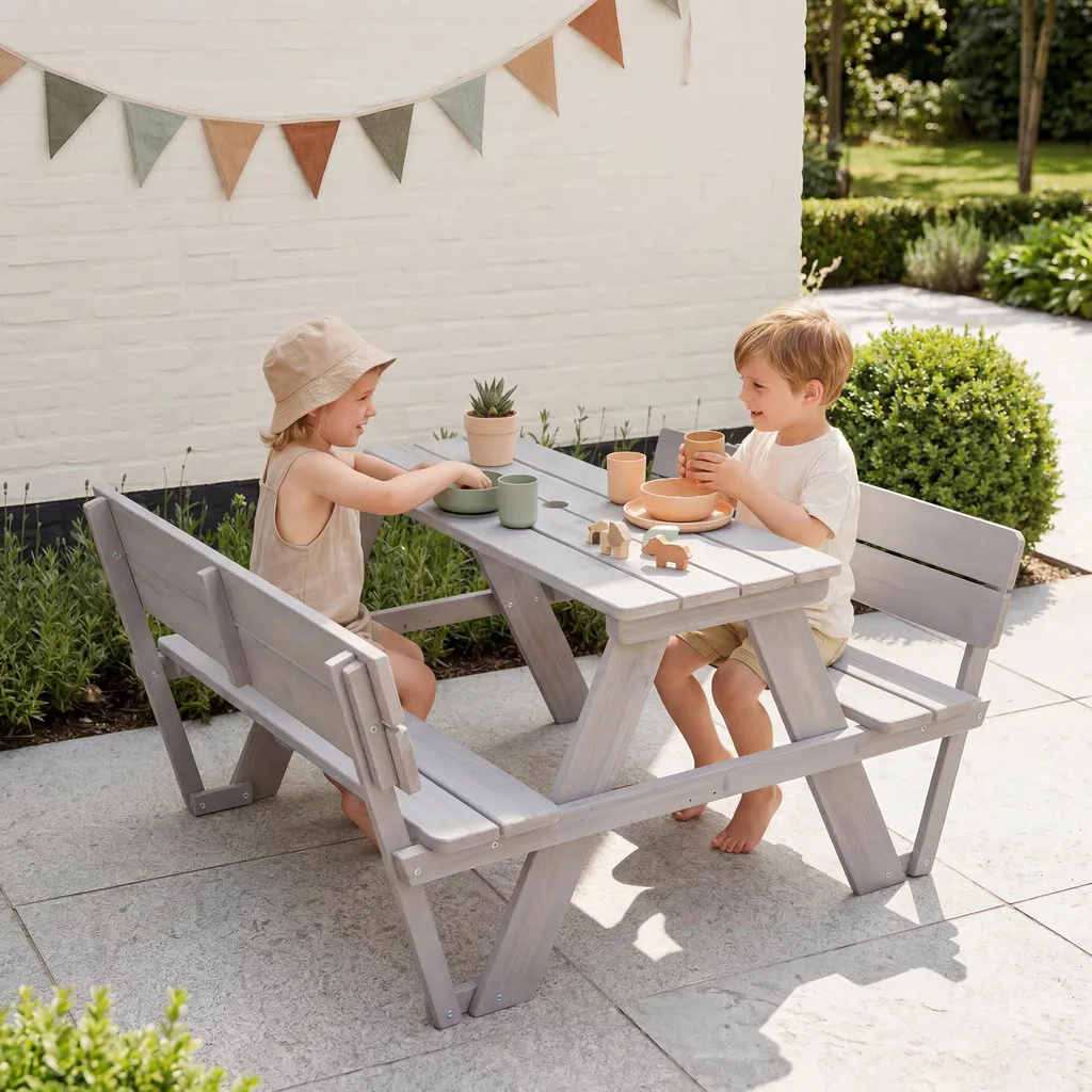 Mobilier jardin enfant stable et durable pour solution extérieure roba