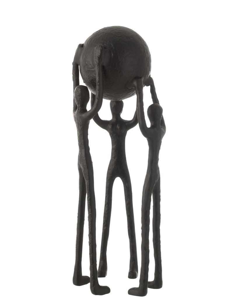 J-Line Figur Personen Kreis Ball Aluminium Schwarz