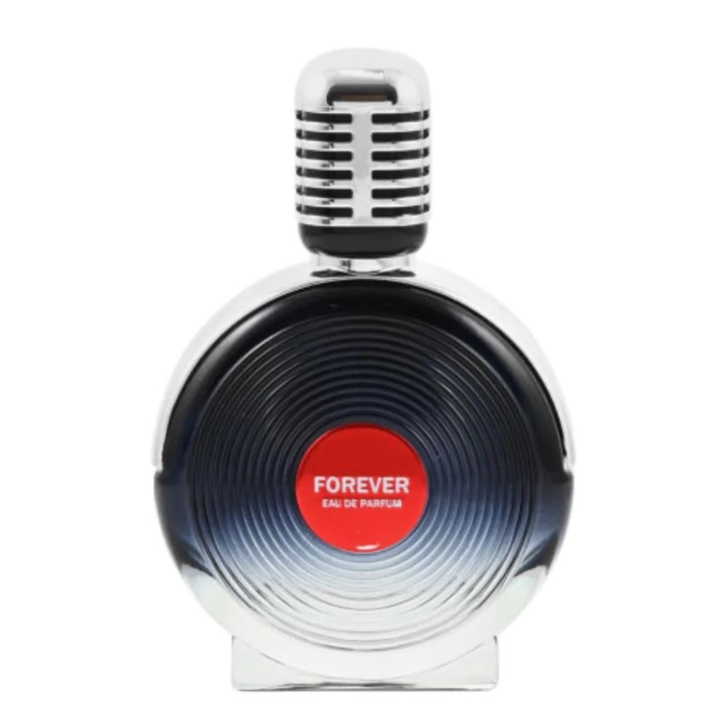 A perfume bottle designed to look like a vintage microphone.