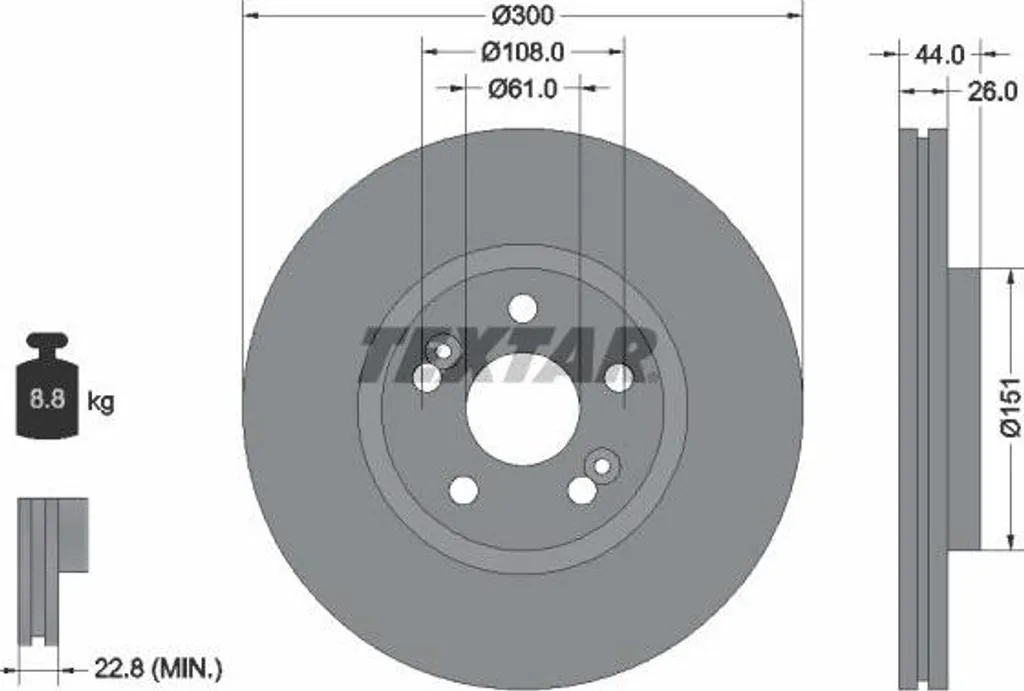 Disque de frein TEXTAR haute résistance - Compatible Scenic 8200196263