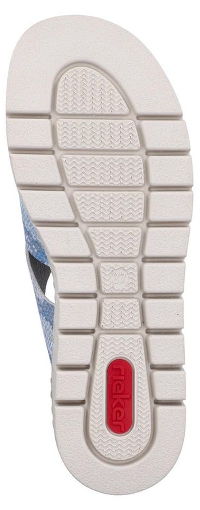 Rieker Damen Pantolette mit Schlangenprägung und Plateau V4989, Größe:38 EU, Farbe:Blau