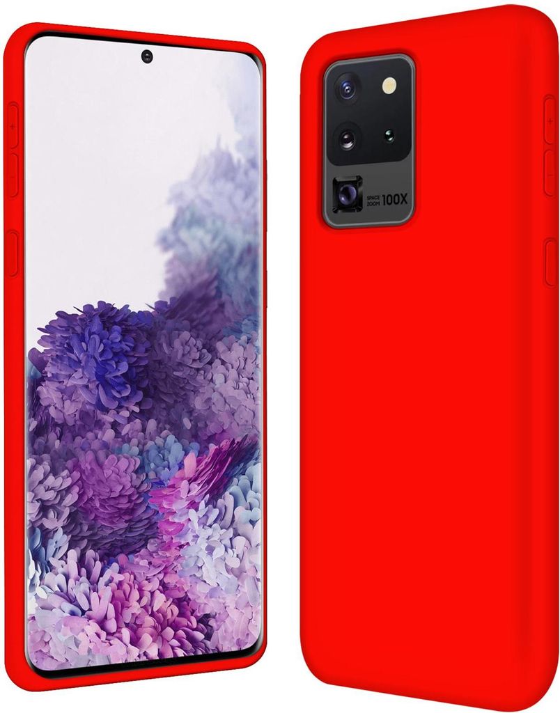 Hülle Samsung Galaxy S20 Ultra Handy Schutz Cover Silikon Case Handyhülle Tasche, rot