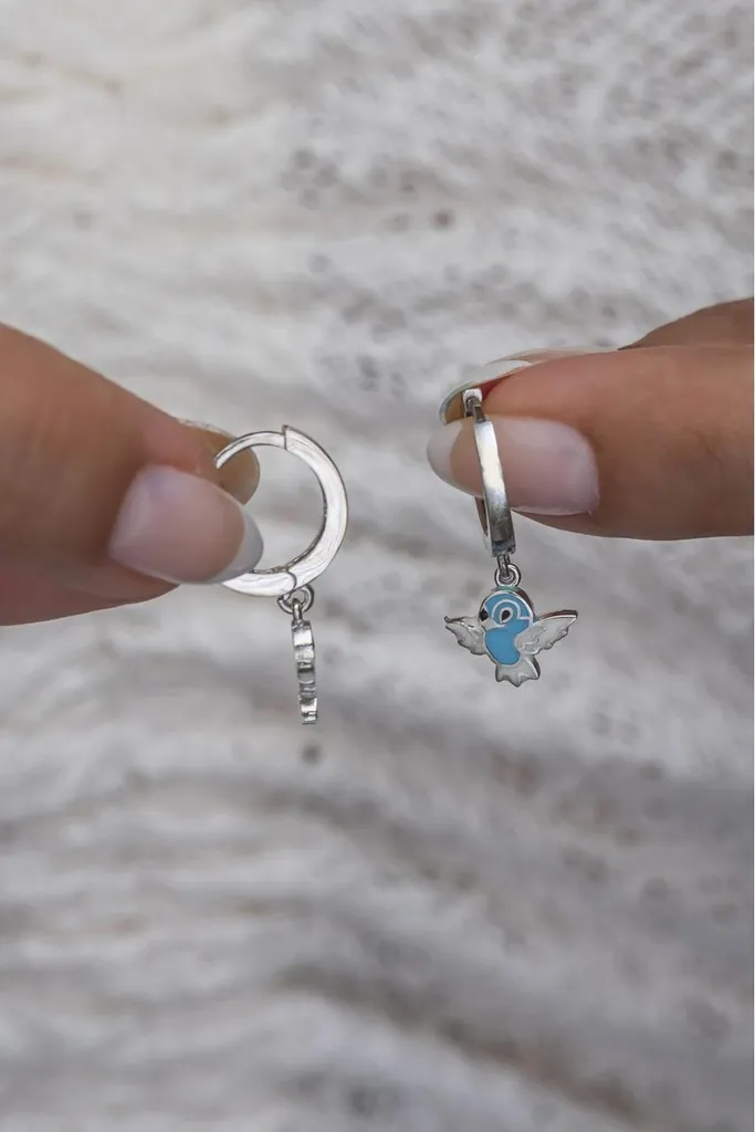 Bijoux d'oreilles oiseaux en argent 925 bleu pour cadeaux et soirées