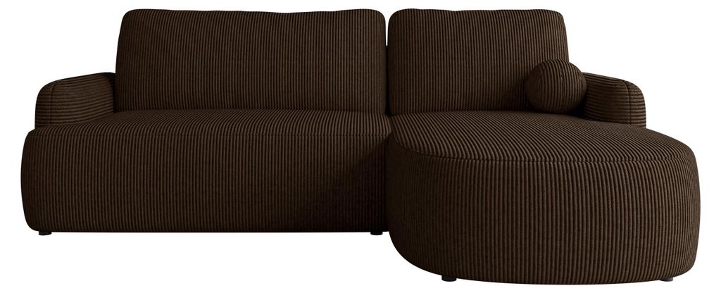MIRJAN24 Ecksofa Loridu Cord, Wohnzimmmer L-Form mit Schlaffunktion und Bettkasten (Farbe: Poso 06, Seite: Rechts)