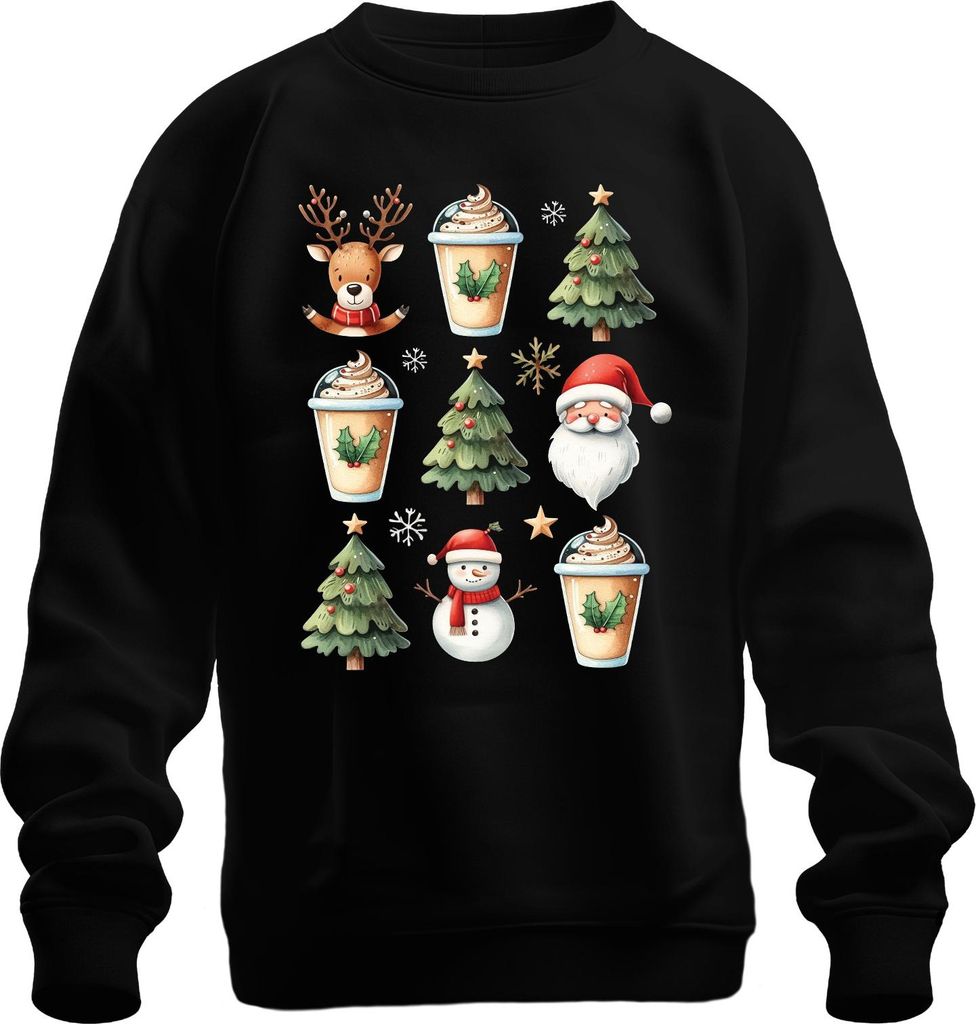Rentier Kaffee Weihnachtsoutfit - Weihnachten Weihnachtsgeschenk Christmas Uni Weihnachtspullover, Schwarz, 3XL