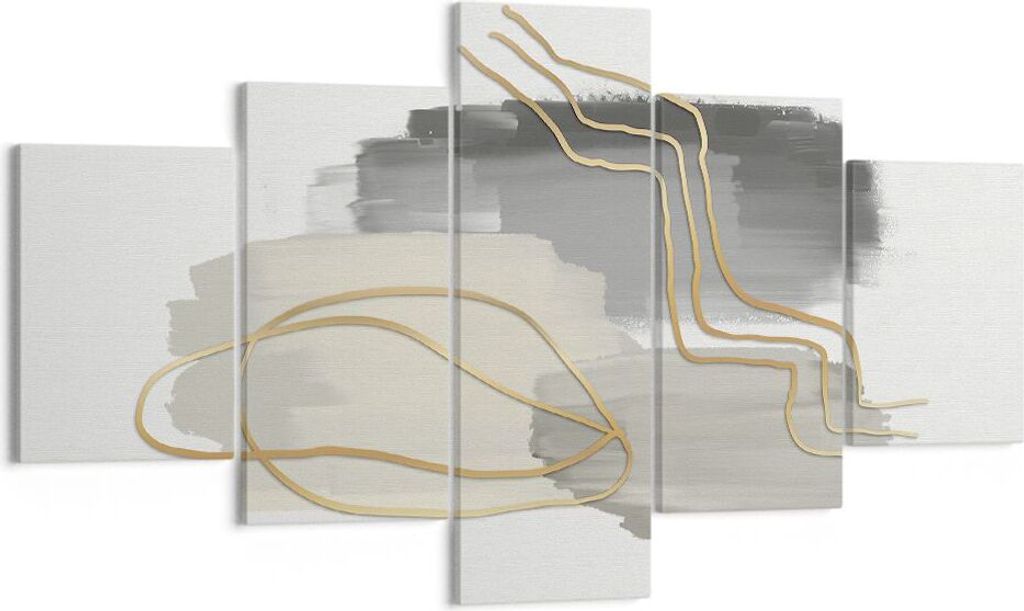 Bild auf Leinwand - Leinwandbild - 5 Teile - Abstraktion Stück Gold - 125x70cm - Wand Bild - Wanddeko - Wandbilder - Leinwanddruck - Bilder - Wand...