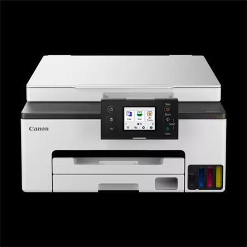 A studio shot of a Canon MAXIFY GX1040 printer against a black background.